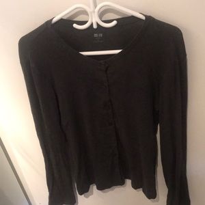 Lovely Dark Grey Full Button Sweater from Uniqlo
